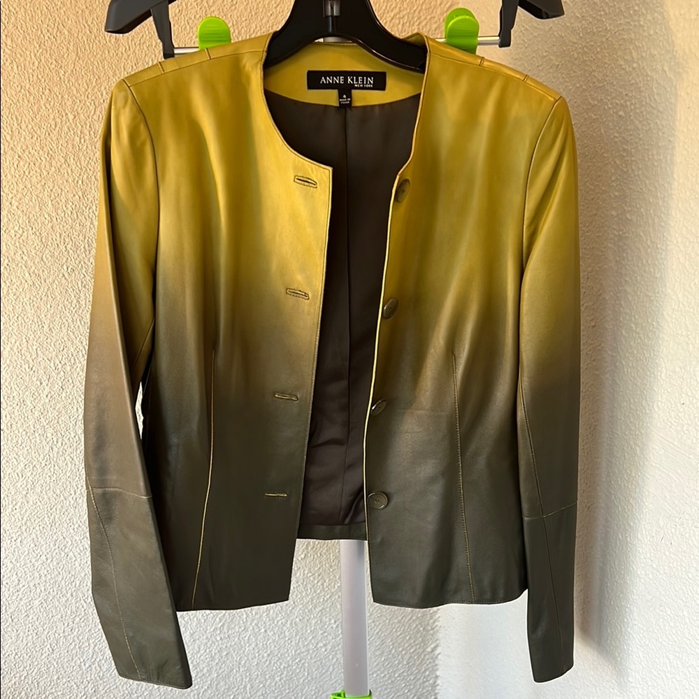 Anne Klein New York Green and Yellow Blazer with Gradient Design